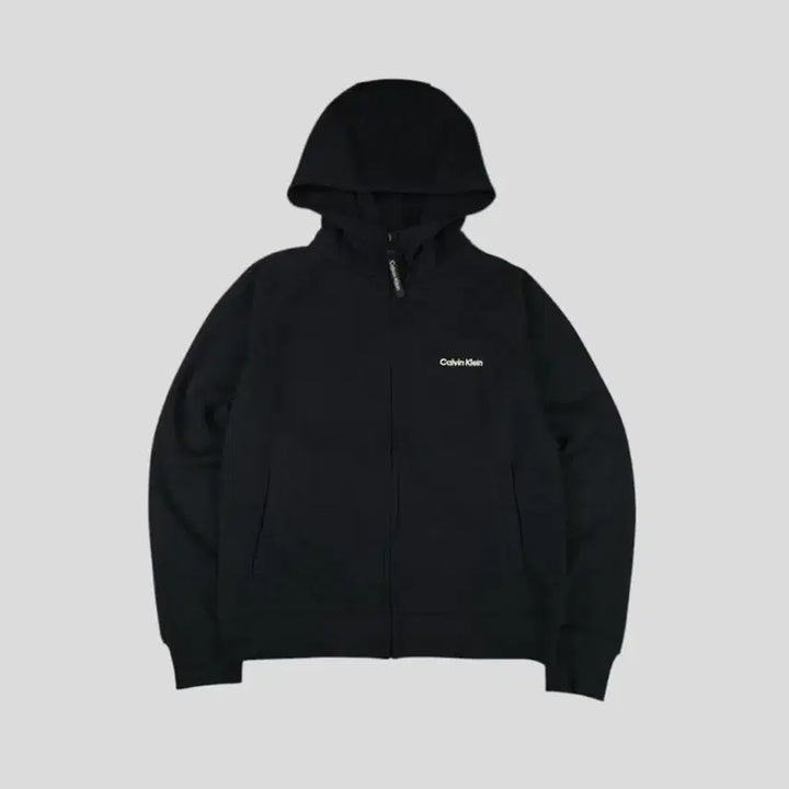 [BUNJANG] Calvin Klein Spellout Logo Raglan High Neck Cotton Blend Hoodie / 캘빈클라인 블랙 화이트 스펠아웃 로고 레글런 하이넥 코튼블렌드 후드집업
