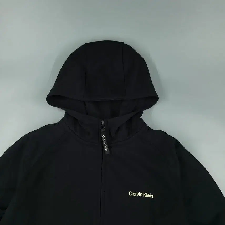 [BUNJANG] Calvin Klein Spellout Logo Raglan High Neck Cotton Blend Hoodie / 캘빈클라인 블랙 화이트 스펠아웃 로고 레글런 하이넥 코튼블렌드 후드집업