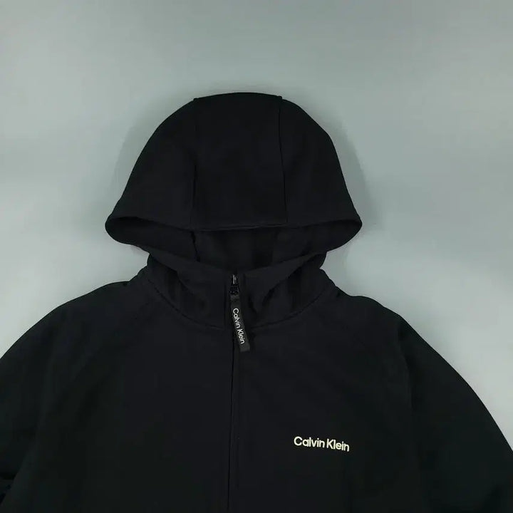 [BUNJANG] Calvin Klein Spellout Logo Raglan High Neck Cotton Blend Hoodie / 캘빈클라인 블랙 화이트 스펠아웃 로고 레글런 하이넥 코튼블렌드 후드집업