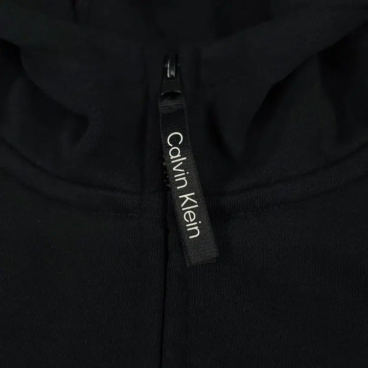 [BUNJANG] Calvin Klein Spellout Logo Raglan High Neck Cotton Blend Hoodie / 캘빈클라인 블랙 화이트 스펠아웃 로고 레글런 하이넥 코튼블렌드 후드집업