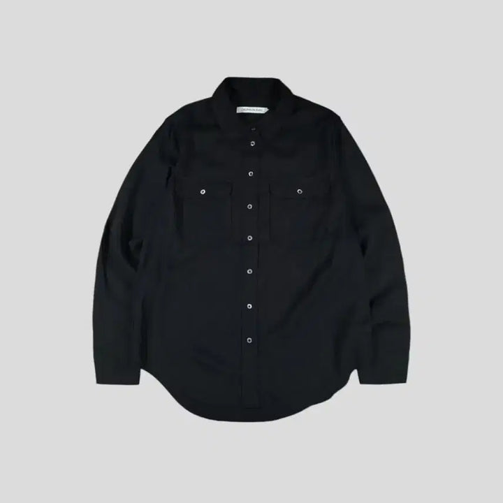 [BUNJANG] Calvin Klein Jeans Black Double Pocket Rayon Shirt / 캘빈클라인 진스 블랙 더블포켓 레이온 남방 셔츠 S
