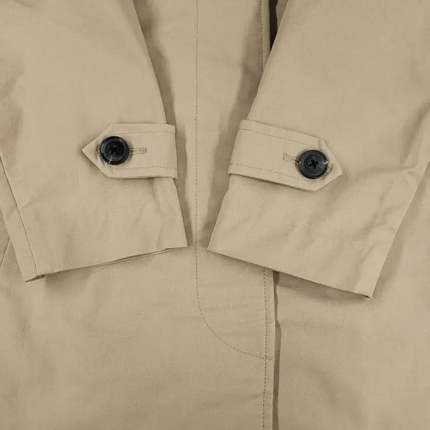 [BUNJANG] Calvin Klein Jeans Beige Hidden Zipper Shoulder Strap Cotton Blend Long Coat / 캘빈클라인 진스 베이지 히든지퍼 네크비조 어깨견장 코튼블렌드 롱 코트 S