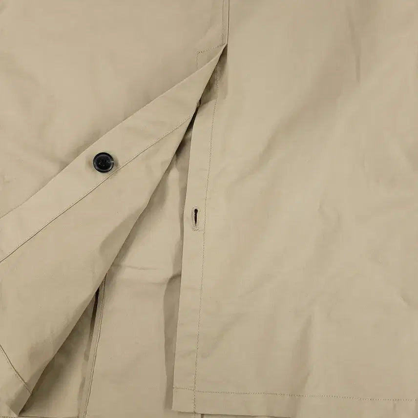 [BUNJANG] Calvin Klein Jeans Beige Hidden Zipper Shoulder Strap Cotton Blend Long Coat / 캘빈클라인 진스 베이지 히든지퍼 네크비조 어깨견장 코튼블렌드 롱 코트 S