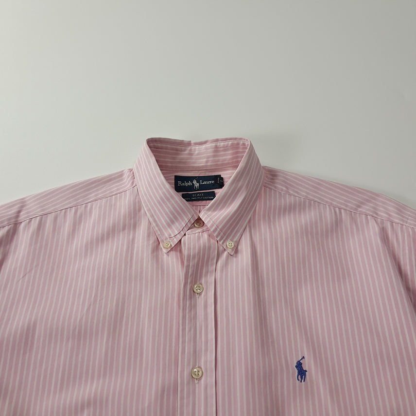 [SOLD OUT] CK268 L 폴로 90s 홍콩판 핑크 스트라이프 셔츠 남방