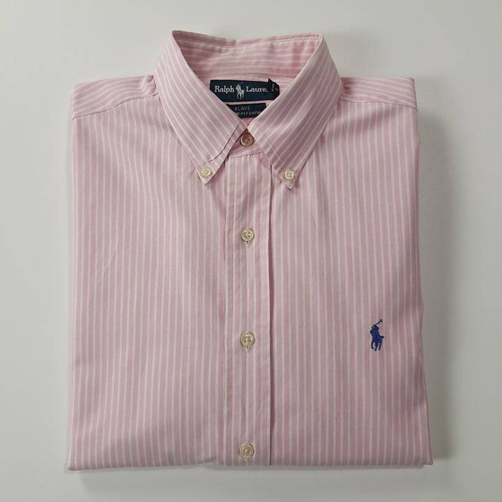 [SOLD OUT] CK268 L 폴로 90s 홍콩판 핑크 스트라이프 셔츠 남방