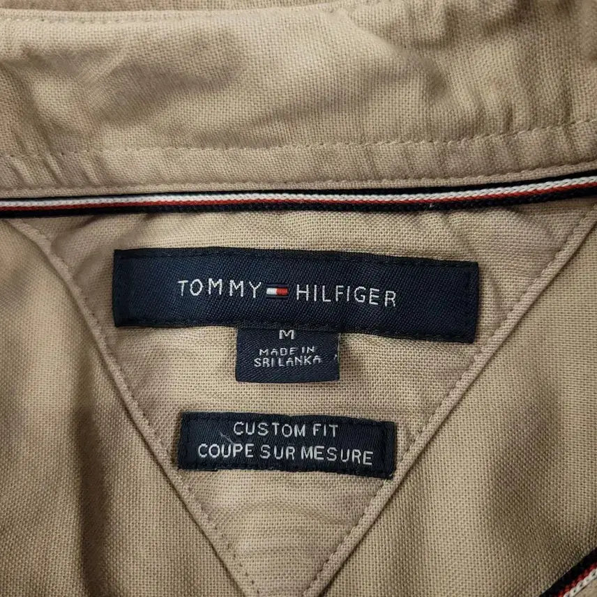 [BUNJANG] Tommy Hilfiger Beige Button-Down Custom Fit Cotton Blend Shirt / 타미힐피거 베이지 버튼다운 커스텀핏 코튼블렌드 남방 셔츠 M
