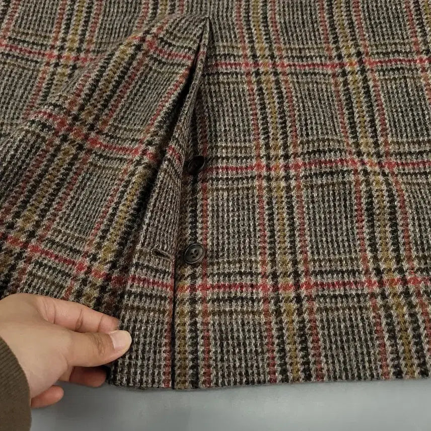 [BUNJANG] DAKS Check Pattern Suede Shoulder Patch Preppy Suit / DAKS 닥스 JP 브라운톤 체크패턴 스웨이드 숄더패치 쓰리버튼 프레피