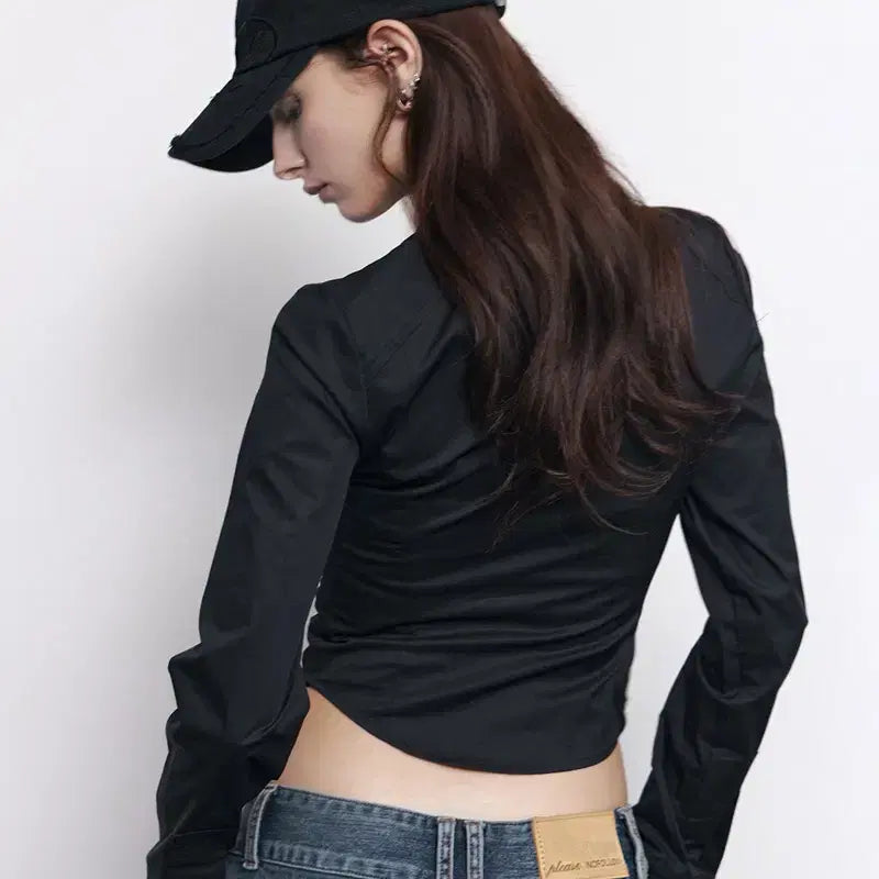 [SOLD OUT] 플리즈노팔로우 Delphine Shirring Zip up Shirt