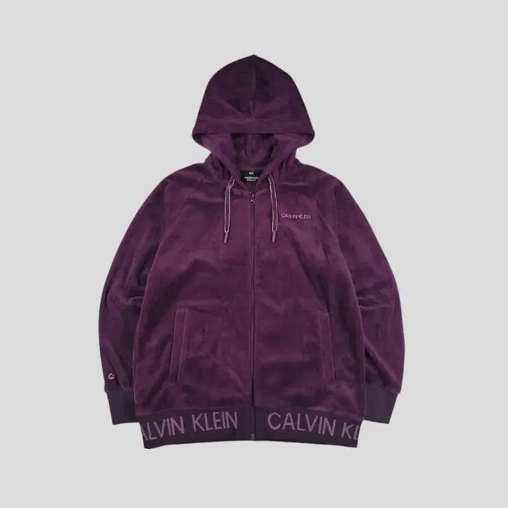[BUNJANG] Calvin Klein Performance Deep Purple Spellout Logo Raglan Velvet Top / 캘빈클라인 퍼포먼스 딥퍼플 톤톤 스펠아웃 로고 레글런 벨벳 벨보아 벨루아