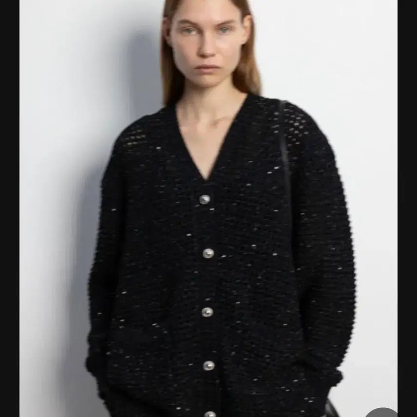 [SOLD OUT] ORR 오르 블랙 크로쉐 스팽글 가디건