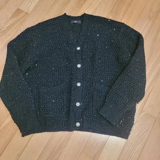 [SOLD OUT] ORR 오르 블랙 크로쉐 스팽글 가디건