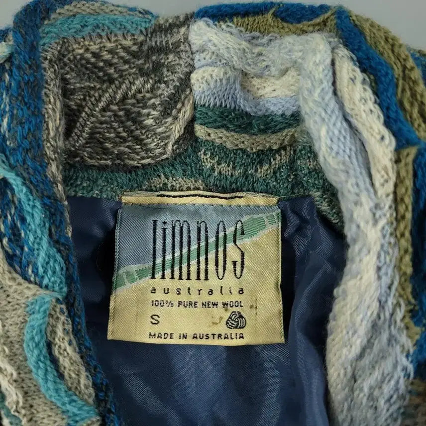 [BUNJANG] LIMNOS Teal Multi-Color 3D Cable Pattern Bohemian Double Layered Top / LIMNOS 림노스 청록톤 멀티컬러 3D 케이블패턴 히피 보헤미안 더블버