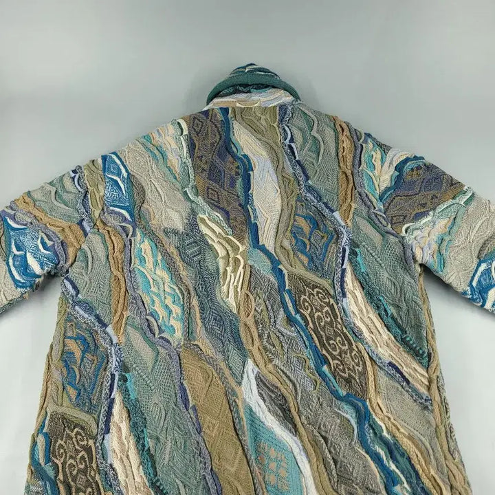 [BUNJANG] LIMNOS Teal Multi-Color 3D Cable Pattern Bohemian Double Layered Top / LIMNOS 림노스 청록톤 멀티컬러 3D 케이블패턴 히피 보헤미안 더블버