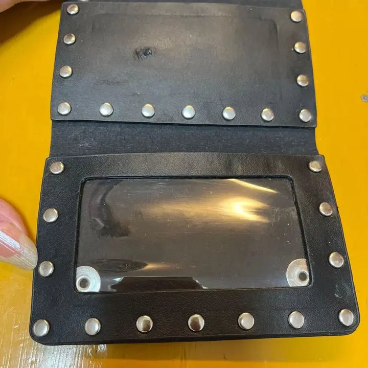 [BUNJANG] Yoshida Porter Black Studded Leather Card Wallet / 요시다포터 블랙 스터드 가죽 카드지갑