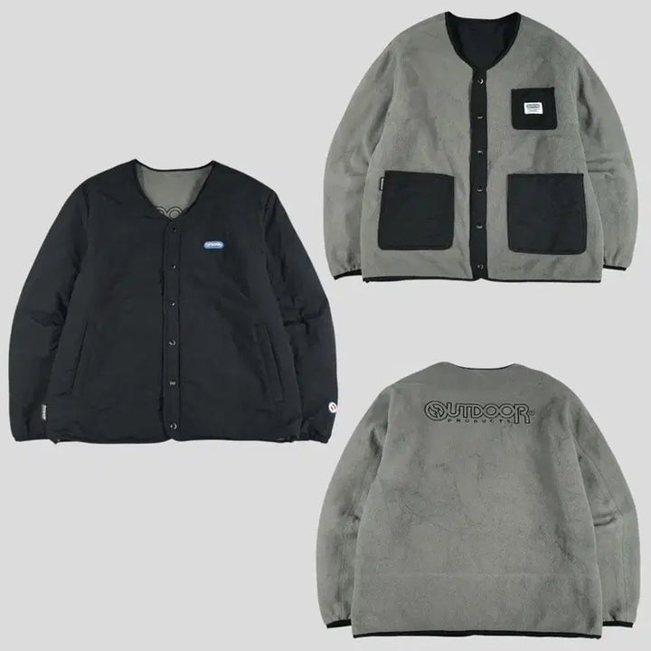 [BUNJANG] Outdoor Reversible Quilted Jacket / OUTDOOR 아웃도어 블랙 그레이 배색 물결퀼팅 리버시블 체스트포켓 플