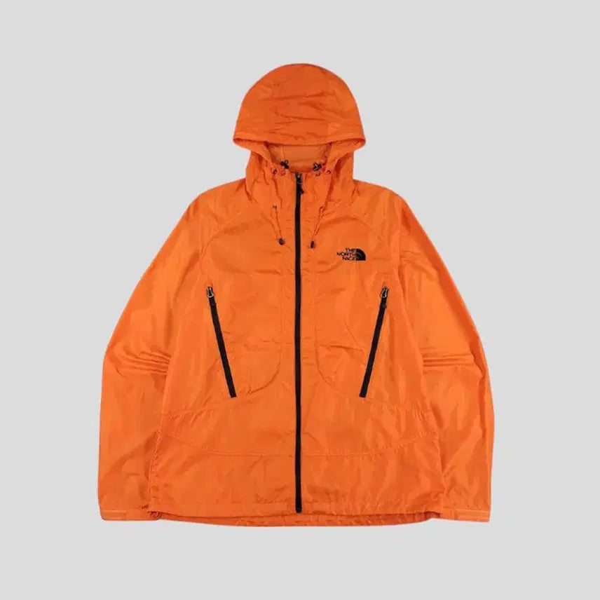 [BUNJANG] The North Face White Label Orange/Black Logo Raglan Ripstop Glash Hood Lightweight Jacket / 노스페이스 화이트라벨 오렌지 블랙 로고 레글런 립스탑 글래쉬 후드 경량