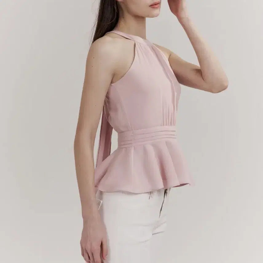 [BUNJANG] Grace You Isabelle Halterneck Blouse (Pink, M) / 그레이스유 이자벨 홀터넥 블라우스(핑크, M)