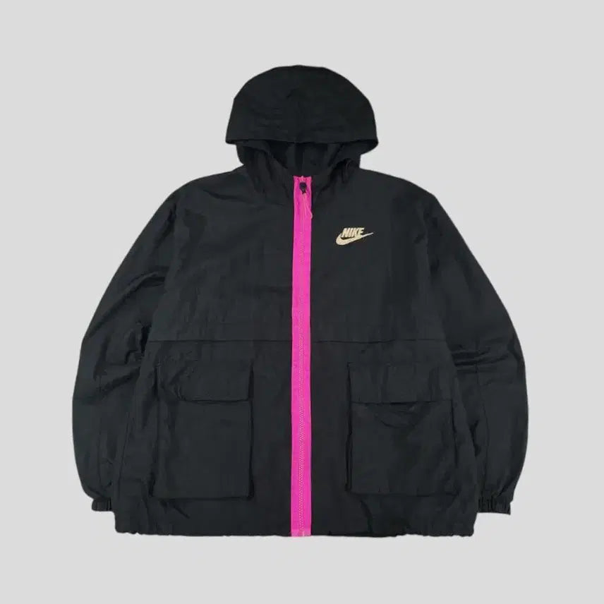 [BUNJANG] Nike Futura Logo Nylon Hooded Jacket / 나이키 블랙 퍼플 아이보리 배색 퓨추라로고 도트패턴 이너메쉬 나일론 후드