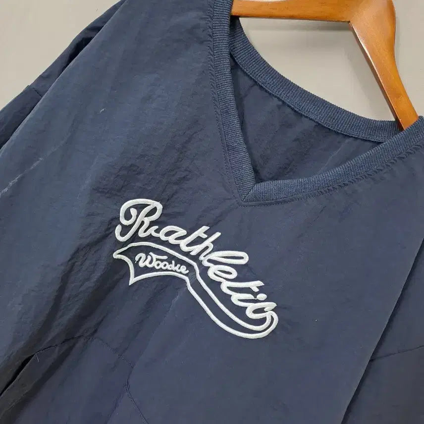 [BUNJANG] V-Neck Navy Windbreaker / V넥 반팔 네이비 바람막이