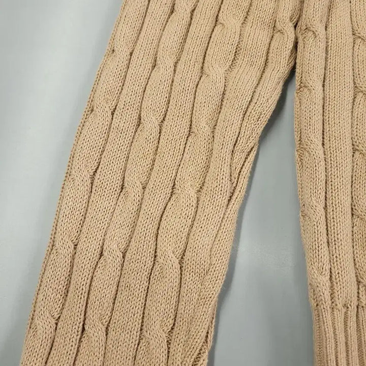 [BUNJANG] Polo Ralph Lauren Cable Knit Cotton Sweater / 폴로랄프로렌 베이지 화이트포니 케이블패턴 꽈배기패턴 라운드넥 코튼 니트