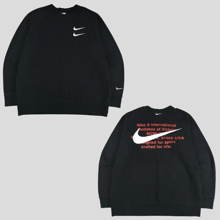 [BUNJANG] Nike Double Swoosh Logo Raglan Cotton Blend Sweatshirt / 나이키 피그먼트 블랙 화이트 더블스우시 로고 레글런 코튼블렌드 맨투맨 티