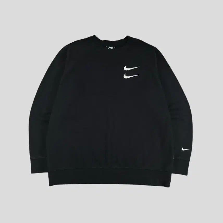 [BUNJANG] Nike Double Swoosh Logo Raglan Cotton Blend Sweatshirt / 나이키 피그먼트 블랙 화이트 더블스우시 로고 레글런 코튼블렌드 맨투맨 티