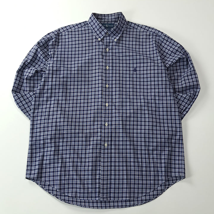 [SOLD OUT] CK271 L 폴로 90s 홍콩판 네이비 스몰 타탄체크 셔츠 남방