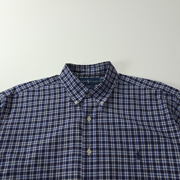 [SOLD OUT] CK271 L 폴로 90s 홍콩판 네이비 스몰 타탄체크 셔츠 남방