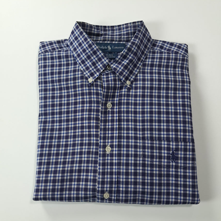 [SOLD OUT] CK271 L 폴로 90s 홍콩판 네이비 스몰 타탄체크 셔츠 남방