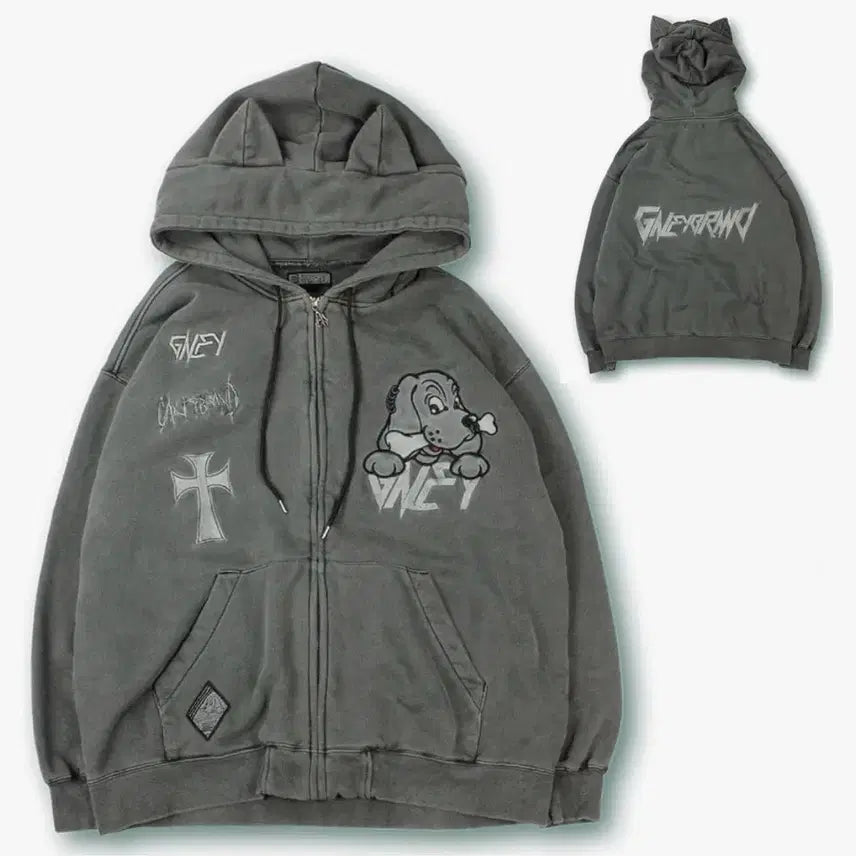 [BUNJANG] Galfy Nekomi Mimi Hooded Zip-up Jacket / galfy 갈피 네코미미 후드집업 파카 지뢰계 서브컬쳐