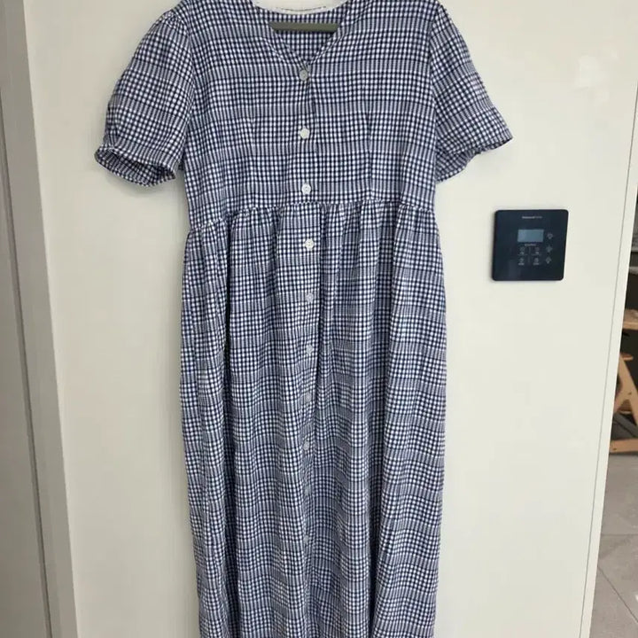 [BUNJANG] Unbranded Checkered Button-Down Long Dress / 잔체크 단추형 롱원피스