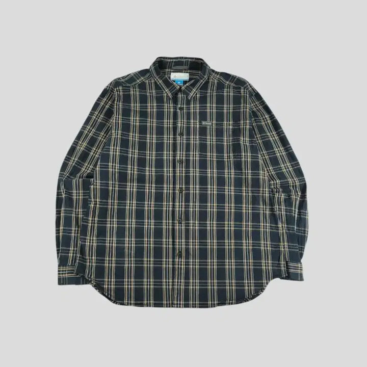 [BUNJANG] Columbia Tartan Check Shirt / 컬럼비아 콜롬비아 딥그린 옐로우 화이트 배색 타탄체크 체스트포켓 코튼블렌