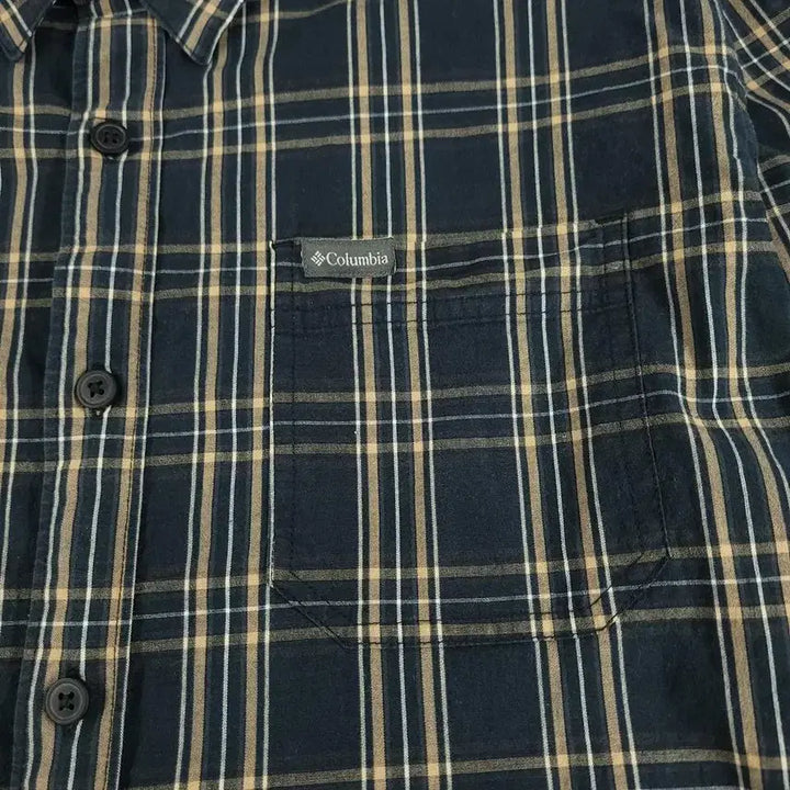 [BUNJANG] Columbia Tartan Check Shirt / 컬럼비아 콜롬비아 딥그린 옐로우 화이트 배색 타탄체크 체스트포켓 코튼블렌