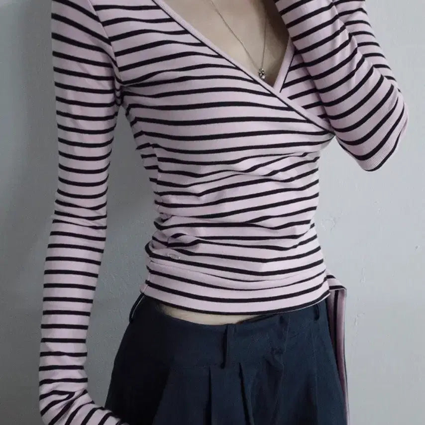 [SOLD OUT] 페일제이드 Striped Lap Ribbon T