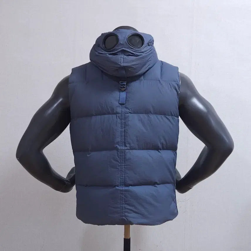 [BUNJANG] CP Company Goggle Hooded Padded Vest Navy / CP 씨피컴퍼니 고글 후드 패딩 조끼 네이비