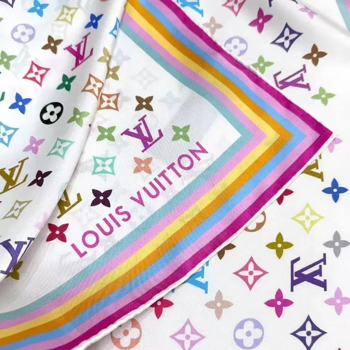 [BUNJANG] Louis Vuitton Monogram Scarf Shawl White Multicolor / 루이비통 모노그램 스카프 숄 화이트 멀티컬러