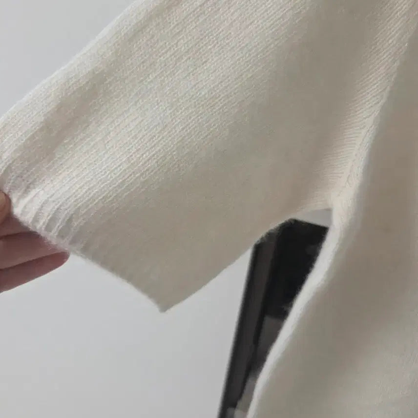 [BUNJANG] Ivory Short Sleeve Knit T-Shirt / 아이보리 반팔 니트 티셔츠