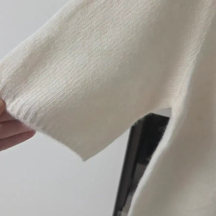 [BUNJANG] Ivory Short Sleeve Knit T-Shirt / 아이보리 반팔 니트 티셔츠