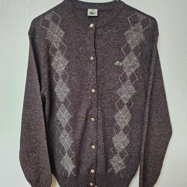 [BUNJANG] Lacoste Argyle Brown Cardigan (Size 90) / 라코스테 아가일 브라운 가디건 90