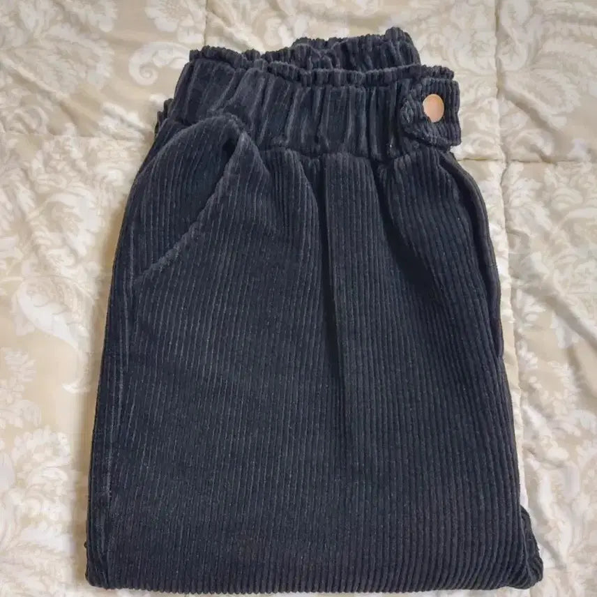 [BUNJANG] Black Corduroy Banding Pants (Size 66-77) / 검정 코듀로이 밴딩 바지 (66~날씬77)