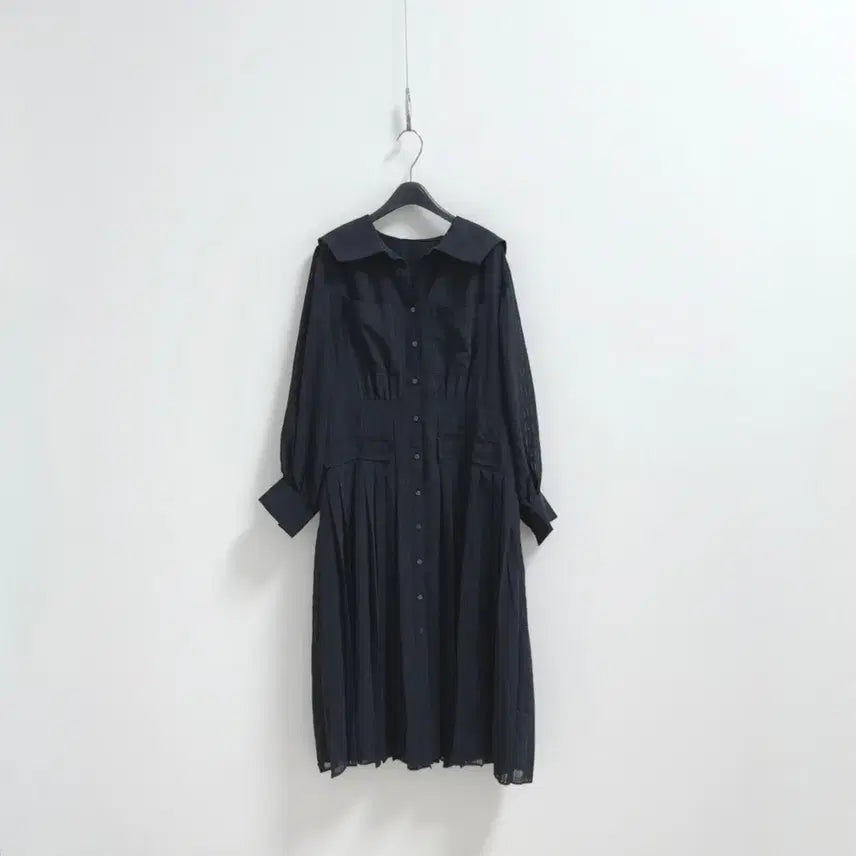 [BUNJANG] Karl Lagerfeld Pleated Chiffon Collar Dress / 칼라거펠트 플리츠 쉬폰 카라 원피스