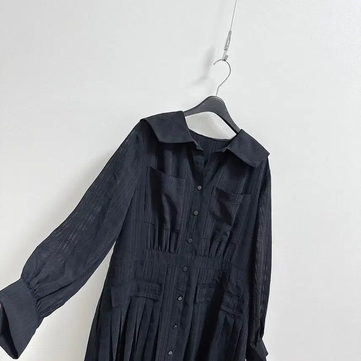 [BUNJANG] Karl Lagerfeld Pleated Chiffon Collar Dress / 칼라거펠트 플리츠 쉬폰 카라 원피스