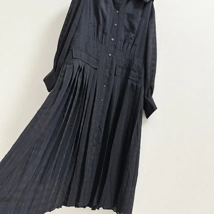 [BUNJANG] Karl Lagerfeld Pleated Chiffon Collar Dress / 칼라거펠트 플리츠 쉬폰 카라 원피스