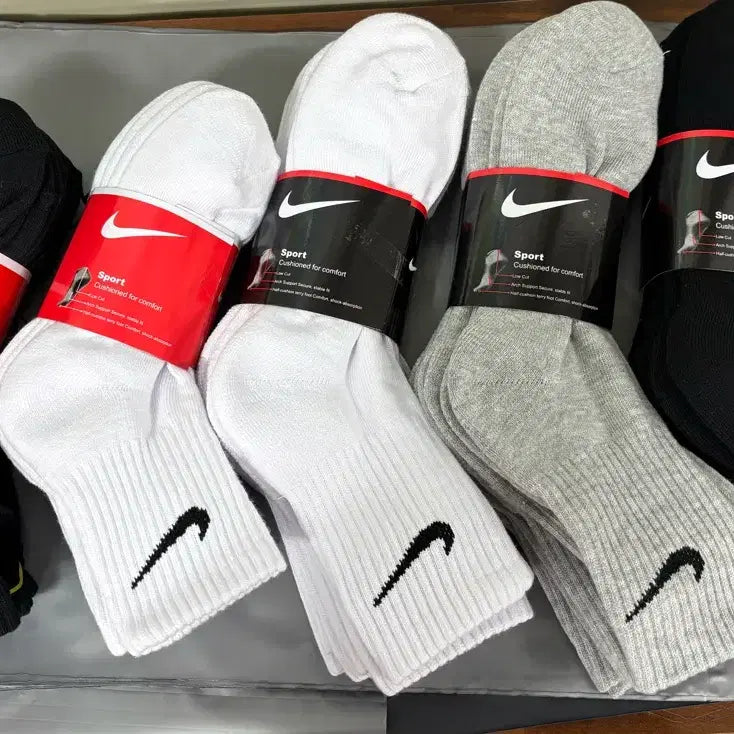 [BUNJANG] Nike Double Layer Crew Socks - 12 Pairs / 나이키 이중 중목 양말 12켤레