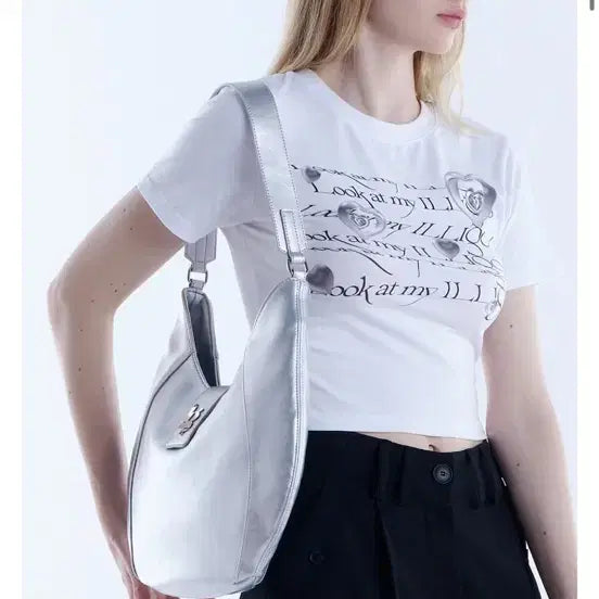 [BUNJANG] Illygo Hobo Bag Silver Shoulder Bag / 일리고 라인 호보백 실버