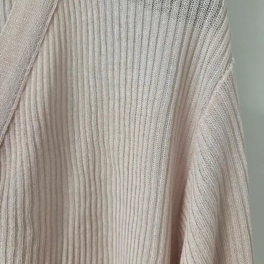 [BUNJANG] Pink V-neck Short Sleeve Knit Cardigan / 핑크색 브이넥 반팔 니트 가디건