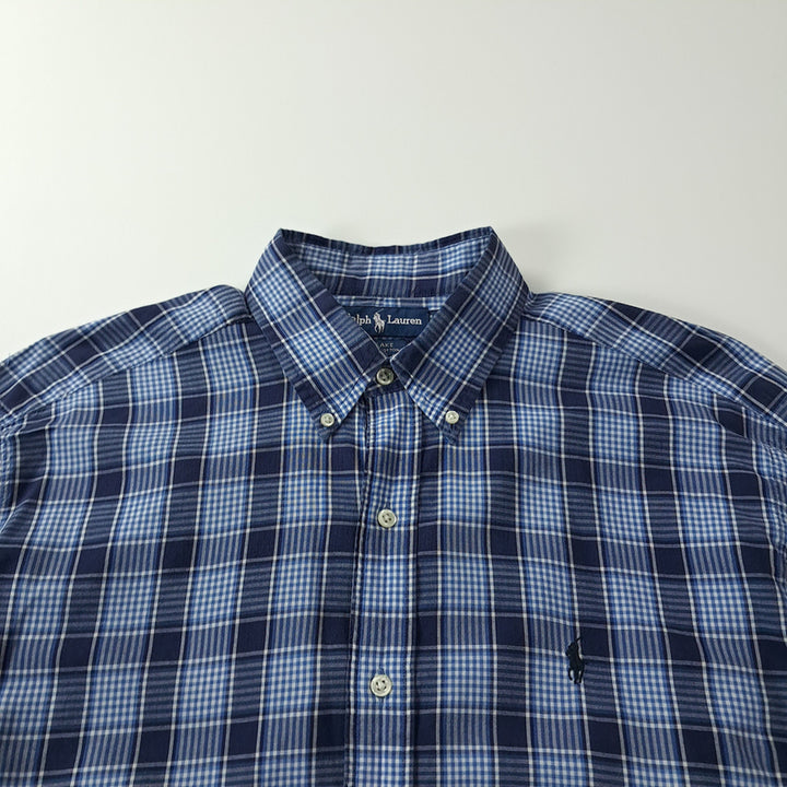 [BUNJANG] Polo Ralph Lauren Blake Classic Check Shirt / CK275 L 폴로 90s 인도판 클래식 체크 로얄네이비 셔츠 남방
