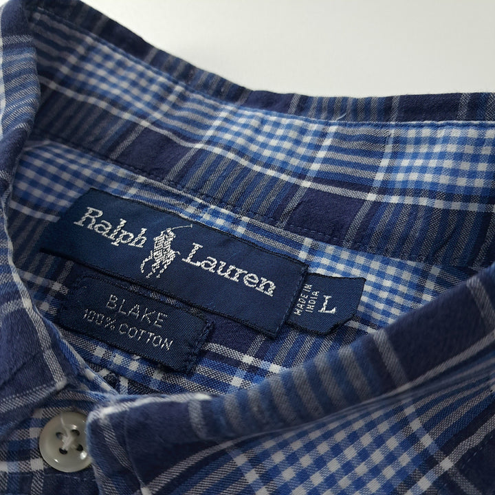 [BUNJANG] Polo Ralph Lauren Blake Classic Check Shirt / CK275 L 폴로 90s 인도판 클래식 체크 로얄네이비 셔츠 남방