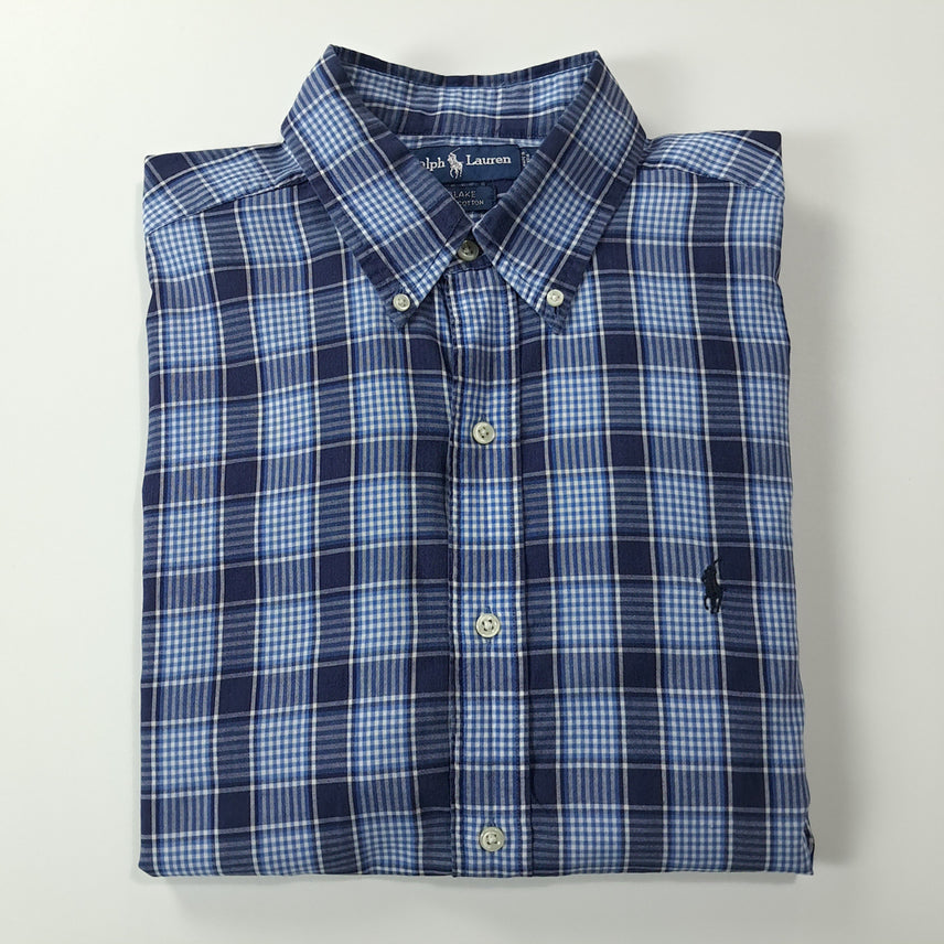 [BUNJANG] Polo Ralph Lauren Blake Classic Check Shirt / CK275 L 폴로 90s 인도판 클래식 체크 로얄네이비 셔츠 남방