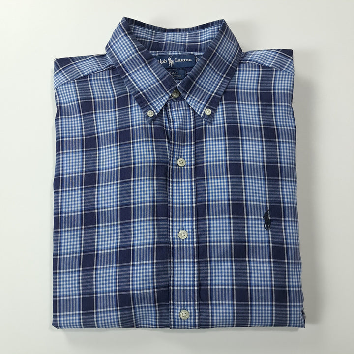 [BUNJANG] Polo Ralph Lauren Blake Classic Check Shirt / CK275 L 폴로 90s 인도판 클래식 체크 로얄네이비 셔츠 남방